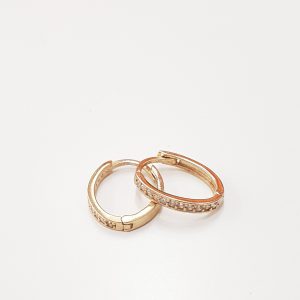 Silver hoops / gold plating with a row of zircons